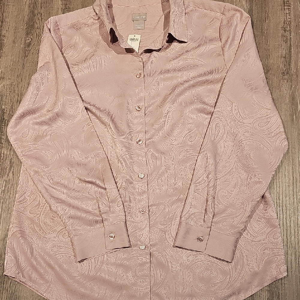 Chico's Light Pink Paisley Dress Shirt
